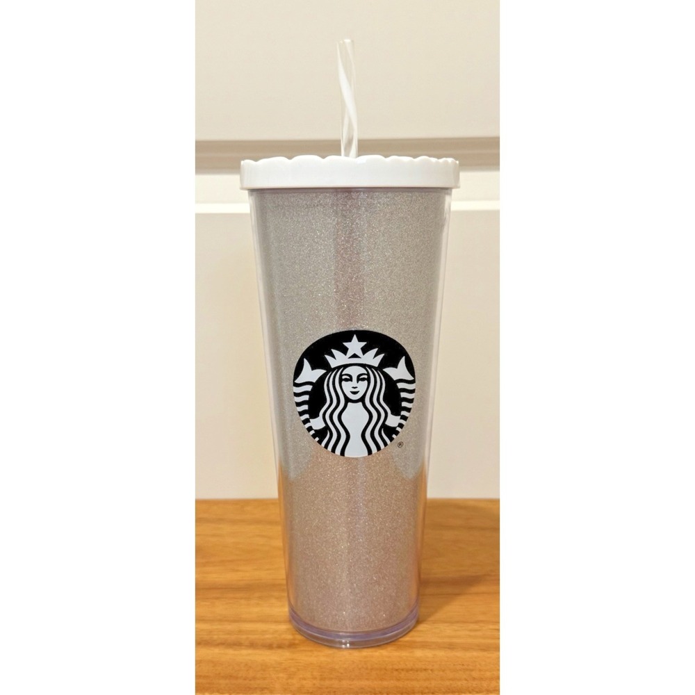Starbucks Venti Tumbler Sparkle Glitter Silver Holiday Shimmer 24oz 11063648